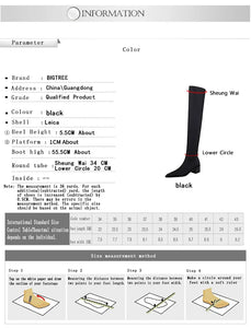 BIGTREE Shoes Women Sexy Over The Knee Boots Pointed Top Stretch Boots Thick Heel High Boots Black Long Boots Autumn Winter Shoe