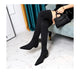 BIGTREE Shoes Women Sexy Over The Knee Boots Pointed Top Stretch Boots Thick Heel High Boots Black Long Boots Autumn Winter Shoe