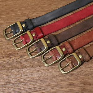 3.3CM Fashion Men High Quality Genuine Leather Belt Luxury Designer Belts Men New Copper Buckle Strap Male Jeans For Man Cowboy