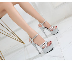 Shoes Women Stiletto sandals Striptease Walking Show Sandals Model high-heeled Shoes Sandals Platform Wedding Shoes Female New