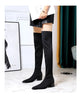 BIGTREE Shoes Women Sexy Over The Knee Boots Pointed Top Stretch Boots Thick Heel High Boots Black Long Boots Autumn Winter Shoe