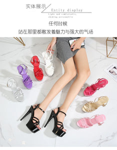 Shoes Women Stiletto sandals Striptease Walking Show Sandals Model high-heeled Shoes Sandals Platform Wedding Shoes Female New