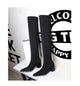 BIGTREE Shoes Women Sexy Over The Knee Boots Pointed Top Stretch Boots Thick Heel High Boots Black Long Boots Autumn Winter Shoe