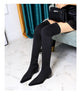 BIGTREE Shoes Women Sexy Over The Knee Boots Pointed Top Stretch Boots Thick Heel High Boots Black Long Boots Autumn Winter Shoe