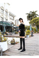 BIGTREE Shoes Women Sexy Over The Knee Boots Pointed Top Stretch Boots Thick Heel High Boots Black Long Boots Autumn Winter Shoe