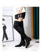 BIGTREE Shoes Women Sexy Over The Knee Boots Pointed Top Stretch Boots Thick Heel High Boots Black Long Boots Autumn Winter Shoe