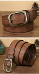 3.3CM Fashion Men High Quality Genuine Leather Belt Luxury Designer Belts Men New Copper Buckle Strap Male Jeans For Man Cowboy