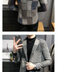Mens Woolen Jacket 2023 Autumn Winter Fleece Warm Plaid Woolen Coat Streetwear Casual Slim Fit Jacket Coat Fashion Men Clothing