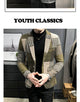 Mens Woolen Jacket 2023 Autumn Winter Fleece Warm Plaid Woolen Coat Streetwear Casual Slim Fit Jacket Coat Fashion Men Clothing