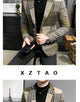 Mens Woolen Jacket 2023 Autumn Winter Fleece Warm Plaid Woolen Coat Streetwear Casual Slim Fit Jacket Coat Fashion Men Clothing