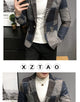 Mens Woolen Jacket 2023 Autumn Winter Fleece Warm Plaid Woolen Coat Streetwear Casual Slim Fit Jacket Coat Fashion Men Clothing