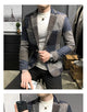 Mens Woolen Jacket 2023 Autumn Winter Fleece Warm Plaid Woolen Coat Streetwear Casual Slim Fit Jacket Coat Fashion Men Clothing