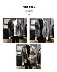 Mens Woolen Jacket 2023 Autumn Winter Fleece Warm Plaid Woolen Coat Streetwear Casual Slim Fit Jacket Coat Fashion Men Clothing