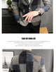 Mens Woolen Jacket 2023 Autumn Winter Fleece Warm Plaid Woolen Coat Streetwear Casual Slim Fit Jacket Coat Fashion Men Clothing