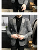 Mens Woolen Jacket 2023 Autumn Winter Fleece Warm Plaid Woolen Coat Streetwear Casual Slim Fit Jacket Coat Fashion Men Clothing