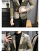 Mens Woolen Jacket 2023 Autumn Winter Fleece Warm Plaid Woolen Coat Streetwear Casual Slim Fit Jacket Coat Fashion Men Clothing