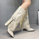Fashion High Heels Knee High Boots for Women Winter 2025 Trend Pointed Toe Knight Boots Woman Fold Over PU Leather Long Botas
