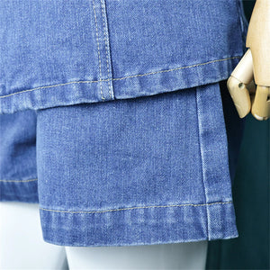 Summer Women's Denim Shorts Suit Sleeveless O-neck Single Breasted Split Top Vest High Waist Wide Leg Shorts 2024 Lady Sets