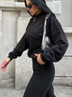 FSMG Casual Sweatshirt Pants Set Solid Zippers Jackets Loose High Waist Lace-up Elastic Waist Trousers Suits Sportswear 2 Pieces