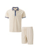 Summer Men Sports Polo Suit Short Sleeve Stylish Zipper Polo Shirt And Shorts Set Men Casual Streetwear 2-pie Leisure Sports Set