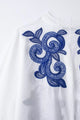 HH Women's 2-piece Set Of Blue Embroidered Single-breasted Loose Shirt + Chic High-waisted Loose Pleated Street Skirt Suit