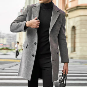 British style long-sleeved woolen coat autumn and winter men's trendy coat Casual Business Jackets Man Warm Coat Outerwear men's