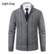 Thickened jacket men's autumn and winter warm trend line stand collar knitted cardigan sweater coat