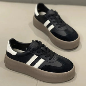 Spring and Autumn Fashion Thick-Soled Casual Shoes, Sports Sneakers, Genuine Leather Retro Soft-Soled Single Shoes 2025