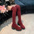 Stretchy Knit Over The Knee Boots Women Plus Size 35-42 Thick Heel Long Boots Woman Comfortable Slip On Slim High Botas Mujer