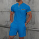 Summer Men Sports Polo Suit Short Sleeve Stylish Zipper Polo Shirt And Shorts Set Men Casual Streetwear 2-pie Leisure Sports Set