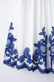 HH Women's 2-piece Set Of Blue Embroidered Single-breasted Loose Shirt + Chic High-waisted Loose Pleated Street Skirt Suit