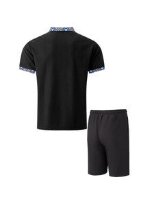 Summer Men Sports Polo Suit Short Sleeve Stylish Zipper Polo Shirt And Shorts Set Men Casual Streetwear 2-pie Leisure Sports Set