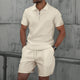 Summer Men Sports Polo Suit Short Sleeve Stylish Zipper Polo Shirt And Shorts Set Men Casual Streetwear 2-pie Leisure Sports Set