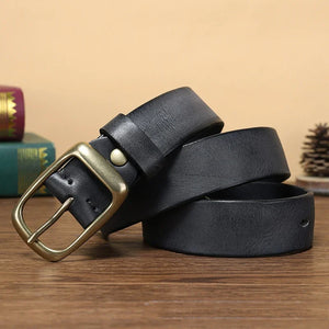 3.3CM Fashion Men High Quality Genuine Leather Belt Luxury Designer Belts Men New Copper Buckle Strap Male Jeans For Man Cowboy