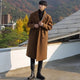 2024 Spring Medium Length Coat Men Fashion Woolen Trench Coats Korean Loose Casual Double Breasted Jackets