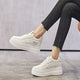 Koznoy 8cm Cow Genuine Leather Comfy Casual Breathable Platform Autumn Fall Ladies Vulcanize Women Chunky Sneakers High Brand