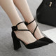 Women's Shoes Sandals Female Summer Thick with High-heeled Pointed Stiletto Sexy Nightclub Buckle Strap Zapatilla Mujer
