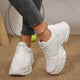 Comemore White Height Increase Sneakers for Women Autumn New Lace Up Platform Casual Leather Comfortable Women's Vulcanize Shoes