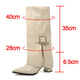 Fashion High Heels Knee High Boots for Women Winter 2025 Trend Pointed Toe Knight Boots Woman Fold Over PU Leather Long Botas