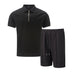 Summer Men Sports Polo Suit Short Sleeve Stylish Zipper Polo Shirt And Shorts Set Men Casual Streetwear 2-pie Leisure Sports Set