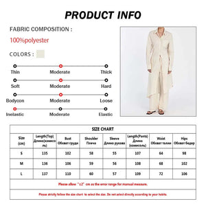Oymimi Elegant Apricot Print Sets For Women 2 Pieces Fashion Long Sleeve Pockets Lace-Up Button Robe And Drawstring Pants Sets