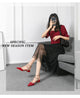 Summer high-heeled women's sandals Fashion brand design pointed rivet red casual shoes Large size 41-43