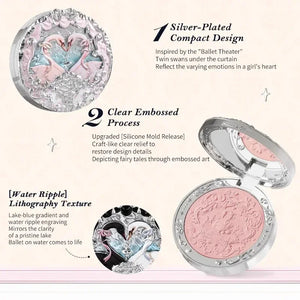 Flower Knows All series Swan Ballet Velvet Embossed Blush Matte Makeup Pressed Blusher Powder Pallet Women Gift Set