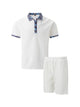 Summer Men Sports Polo Suit Short Sleeve Stylish Zipper Polo Shirt And Shorts Set Men Casual Streetwear 2-pie Leisure Sports Set