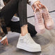 Koznoy 8cm Cow Genuine Leather Comfy Casual Breathable Platform Autumn Fall Ladies Vulcanize Women Chunky Sneakers High Brand