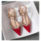 Summer high-heeled women's sandals Fashion brand design pointed rivet red casual shoes Large size 41-43