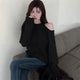 Women's Clothing Off Shoulder Sweet Sweaters Autumn/Winter Sexy Unique Tops Lady Elegant Crew Neck Knitted All-match Pullovers