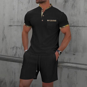 Summer Men Sports Polo Suit Short Sleeve Stylish Zipper Polo Shirt And Shorts Set Men Casual Streetwear 2-pie Leisure Sports Set