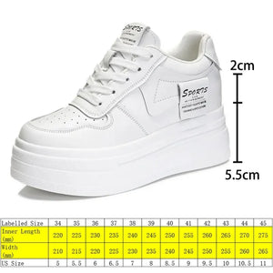 Koznoy 8cm Cow Genuine Leather Comfy Casual Breathable Platform Autumn Fall Ladies Vulcanize Women Chunky Sneakers High Brand