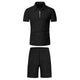 Men's Comfortable Short-Sleeved Waffle Polo Shirt And Shorts Set - Breathable Lightweight Spring/Summer Clothing